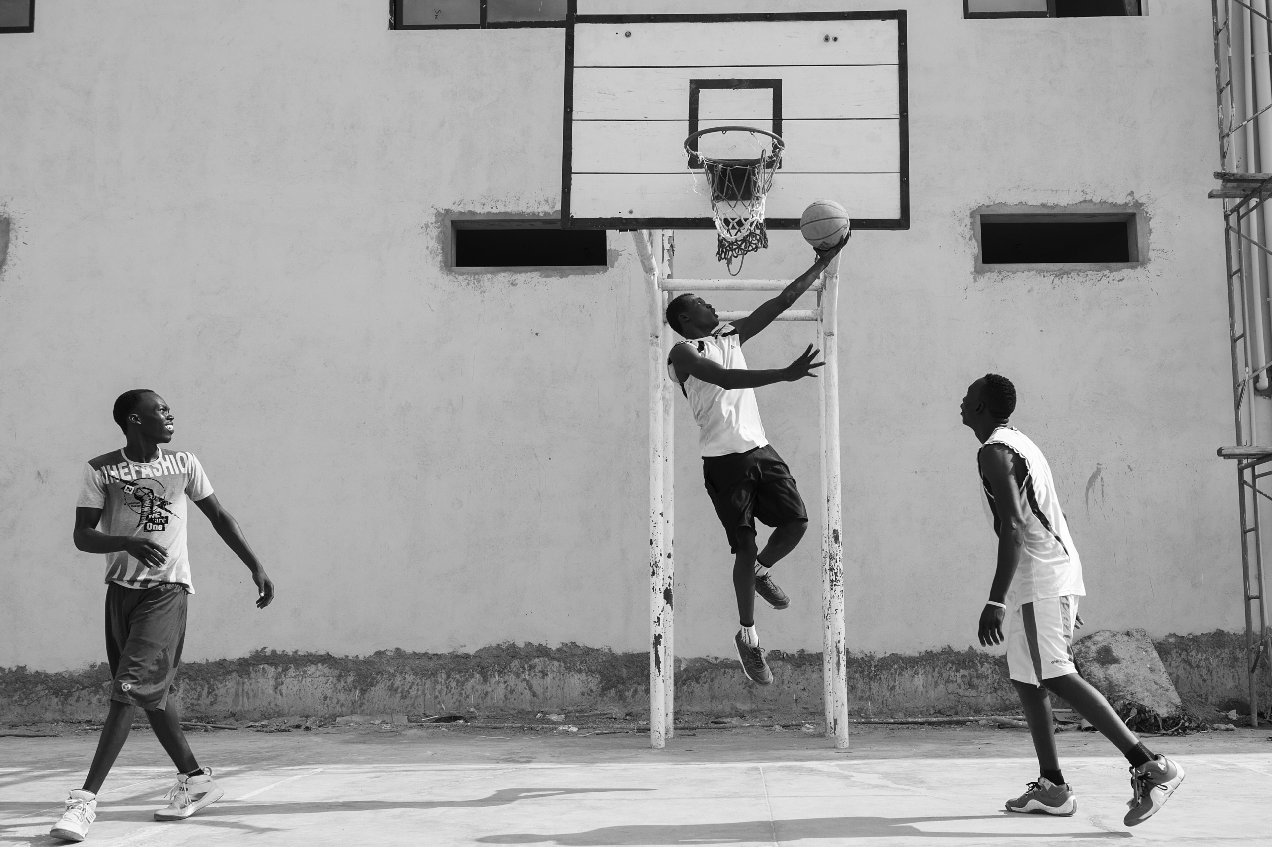 Picture taken for the International Basketball Foundation .
South-Sudan, Juba.
Nimra Talata stadium
The International Basketball Foundation (IBF) was founded in 2008 by FIBA.
This Foundation is the social, educational and legacy branch of FIBA to address the role of sport and basketball especially in society. The role of the Foundation is to preserve and promote the values of basketball and its cultural heritage.