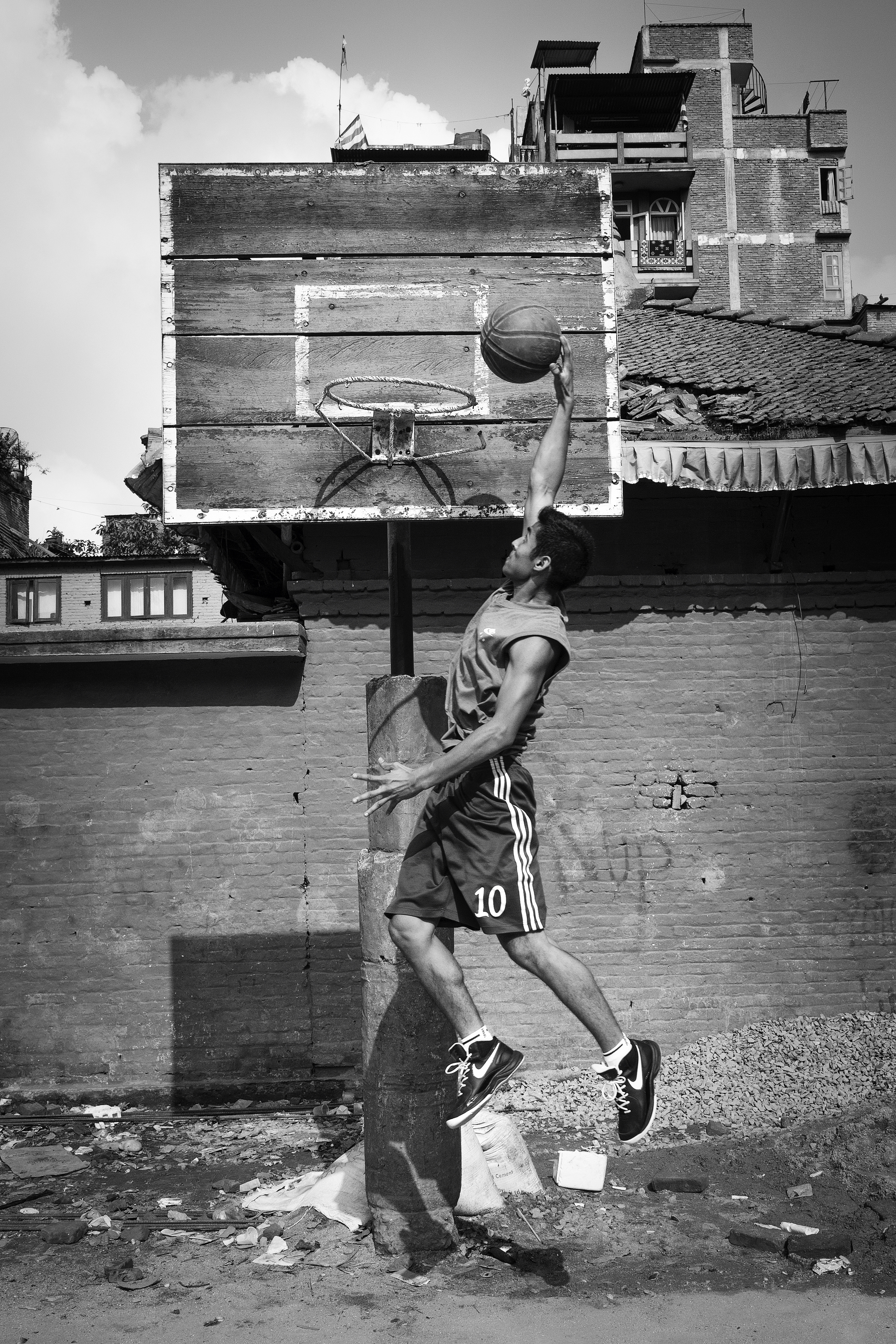 Picture taken for the International Basketball Foundation .
Katmandu, Nepal.
The International Basketball Foundation (IBF) was founded in 2008 by FIBA.
This Foundation is the social, educational and legacy branch of FIBA to address the role of sport and basketball especially in society. The role of the Foundation is to preserve and promote the values of basketball and its cultural heritage.