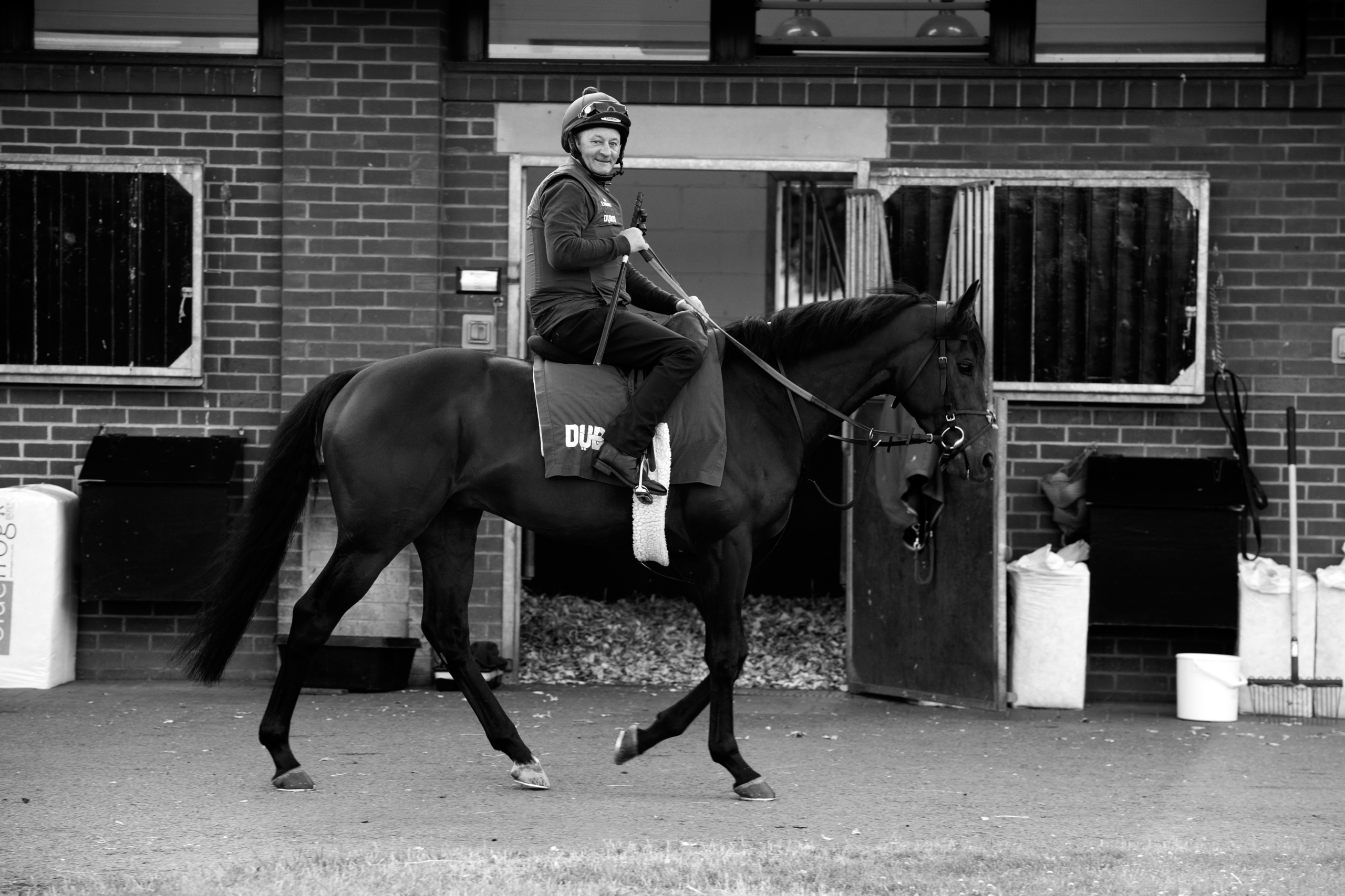Picture taken for Godolphin.
Godolphin, sponsored by Emirates, is the Maktoum family's private thoroughbred horseracing stable and was named in honour of the Godolphin Arabian, who came from the desert to become one of the tree founding stallions of the modern thoroughbred . Godolphin's headquarters are in Dubai. It operates two racing stables in Newmarket, UK, two in Sydney one in Melbourne, Australia and also has horses in training with independent trainers in Great Britain, Australia , France, Japan, USA and Ireland. UAE Vice President, Prime Minister and Ruler of Dubai, H.H Sheikh Mohammed Bin Rashid Al Maktoum is the driving force behind Godolphin.
