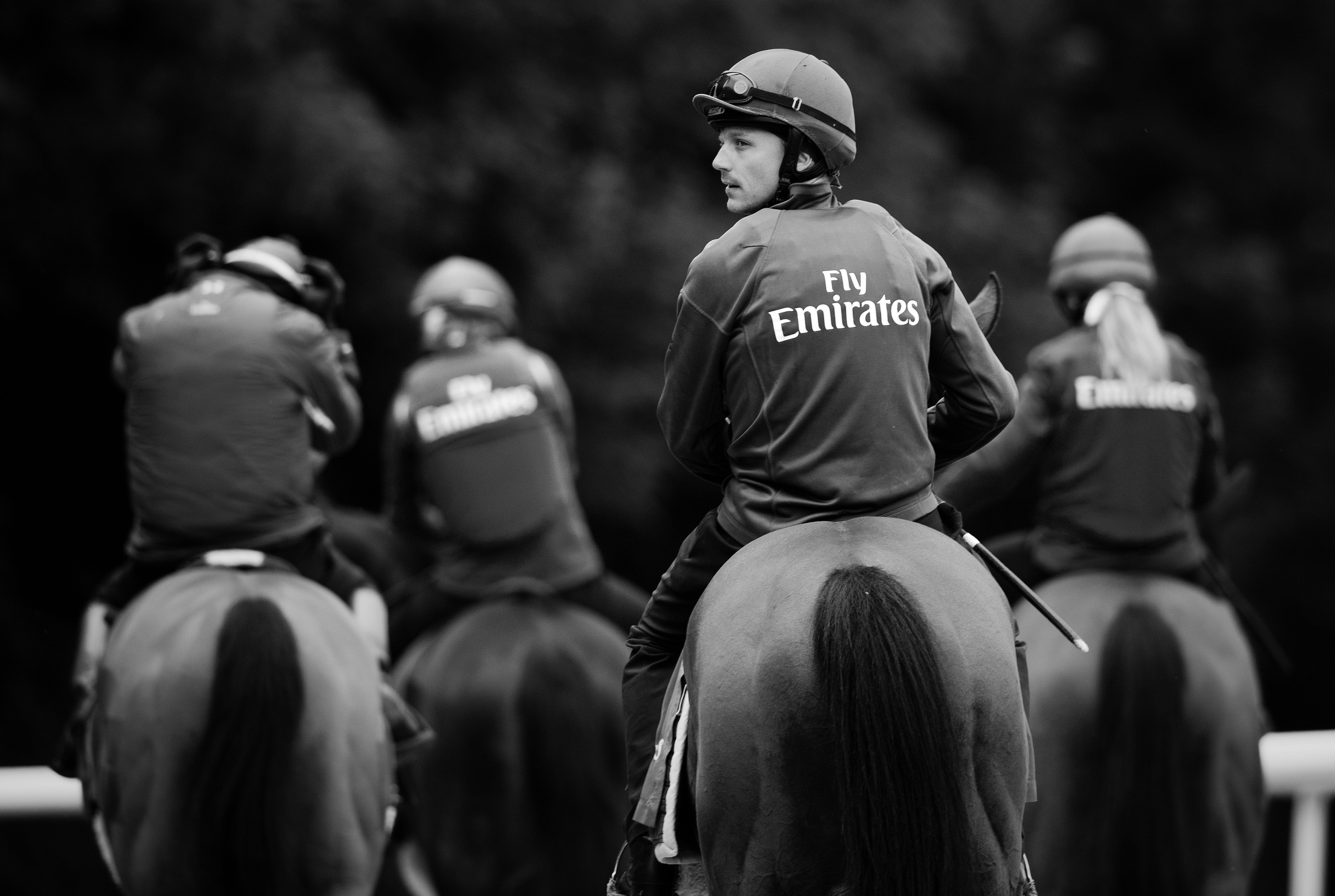 Picture taken for Godolphin.
Godolphin, sponsored by Emirates, is the Maktoum family's private thoroughbred horseracing stable and was named in honour of the Godolphin Arabian, who came from the desert to become one of the tree founding stallions of the modern thoroughbred . Godolphin's headquarters are in Dubai. It operates two racing stables in Newmarket, UK, two in Sydney one in Melbourne, Australia and also has horses in training with independent trainers in Great Britain, Australia , France, Japan, USA and Ireland. UAE Vice President, Prime Minister and Ruler of Dubai, H.H Sheikh Mohammed Bin Rashid Al Maktoum is the driving force behind Godolphin.