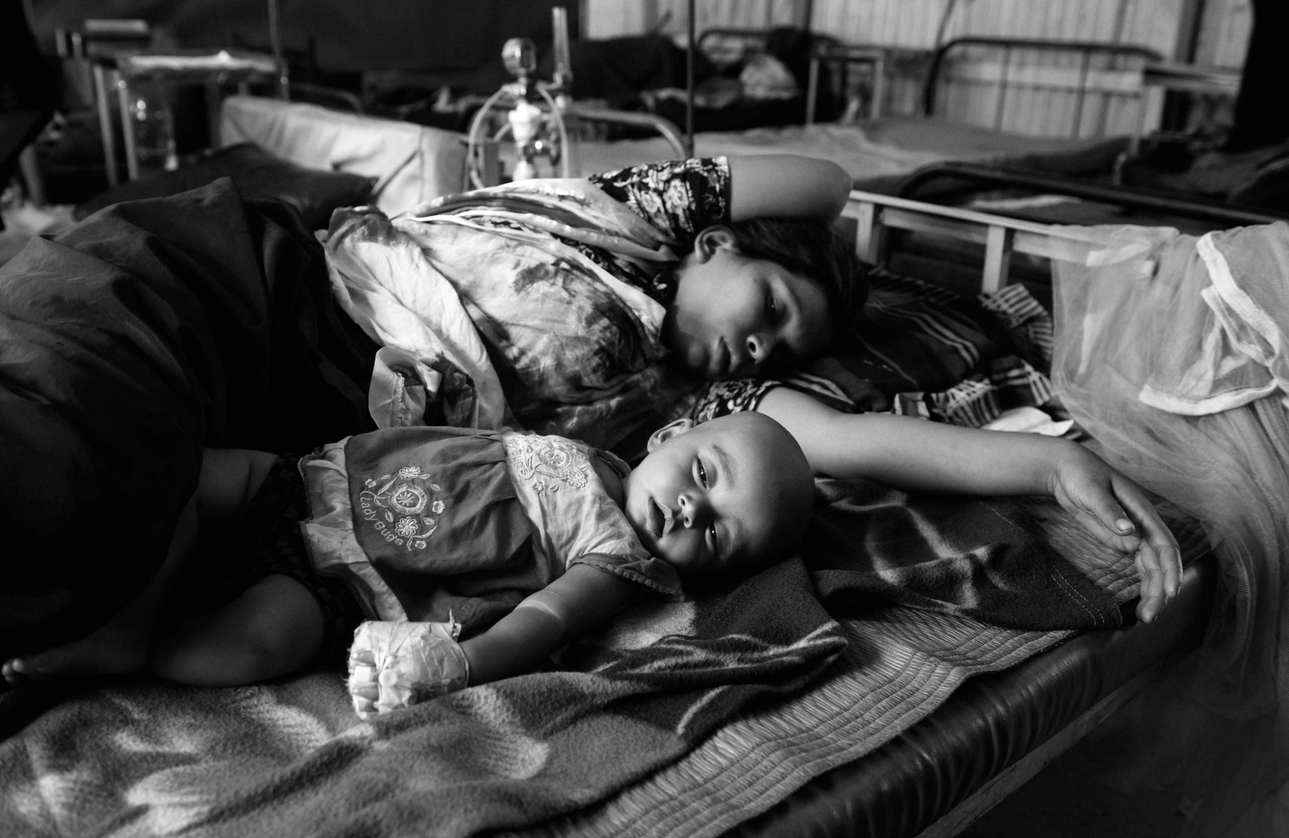 Bangladesh, Cox's Bazaar.
Rohingya refugee is seen at hospital at Kutupalong camp on January 17, 2018 .
In November 2017 there were 7 named camps in Kutupalong, now there are 20 and there are now approximately 600,000 Rohingya refugees in the Kutupalong refugee camp of Southern Bangladesh. While preparations are now being made for the Monsoon season which is fast approaching.