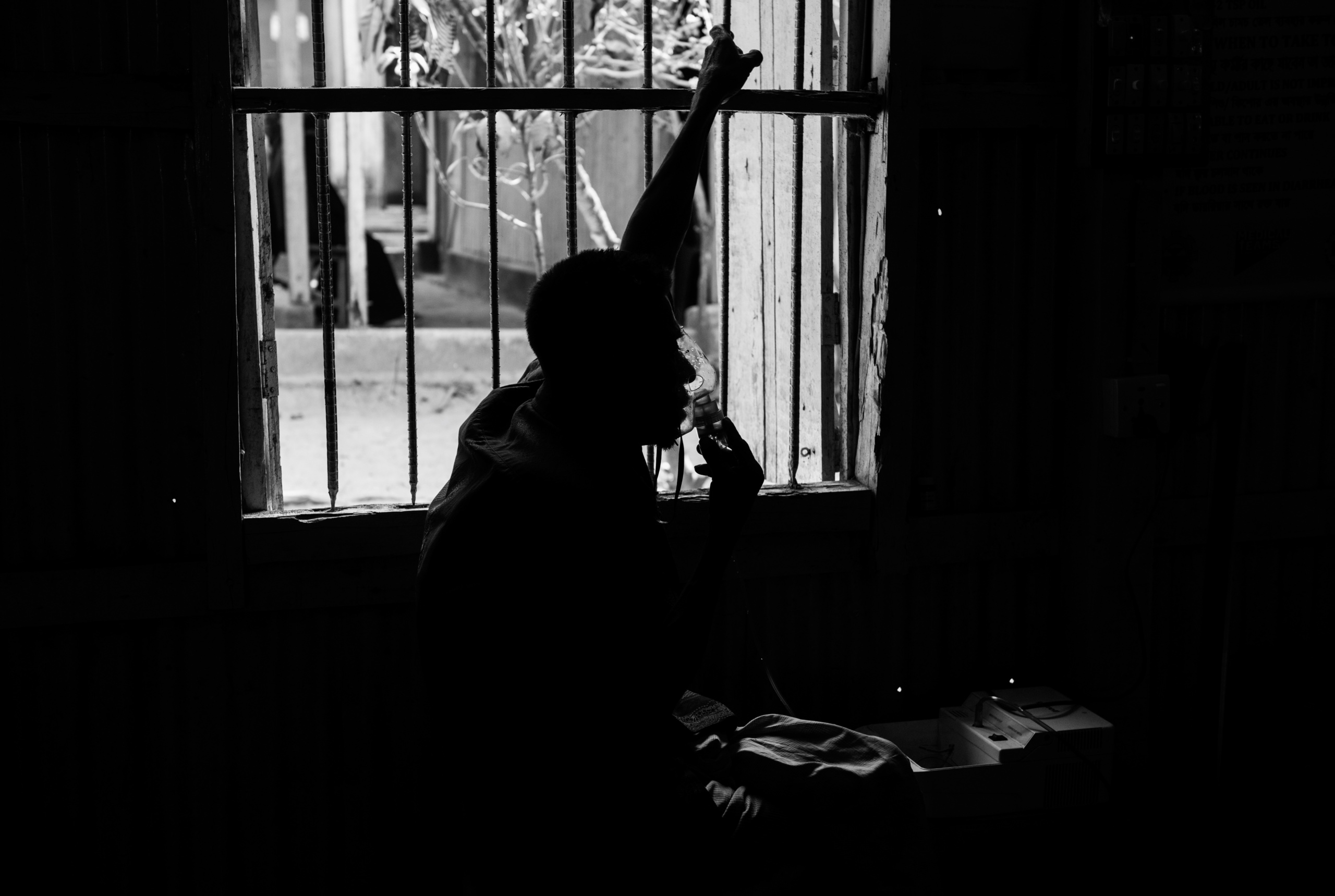 Bangladesh, Cox's Bazaar.
Rohingya refugee is seen at hospital at Kutupalong camp on January 17, 2018 .
In November 2017 there were 7 named camps in Kutupalong, now there are 20 and there are now approximately 600,000 Rohingya refugees in the Kutupalong refugee camp of Southern Bangladesh. While preparations are now being made for the Monsoon season which is fast approaching.