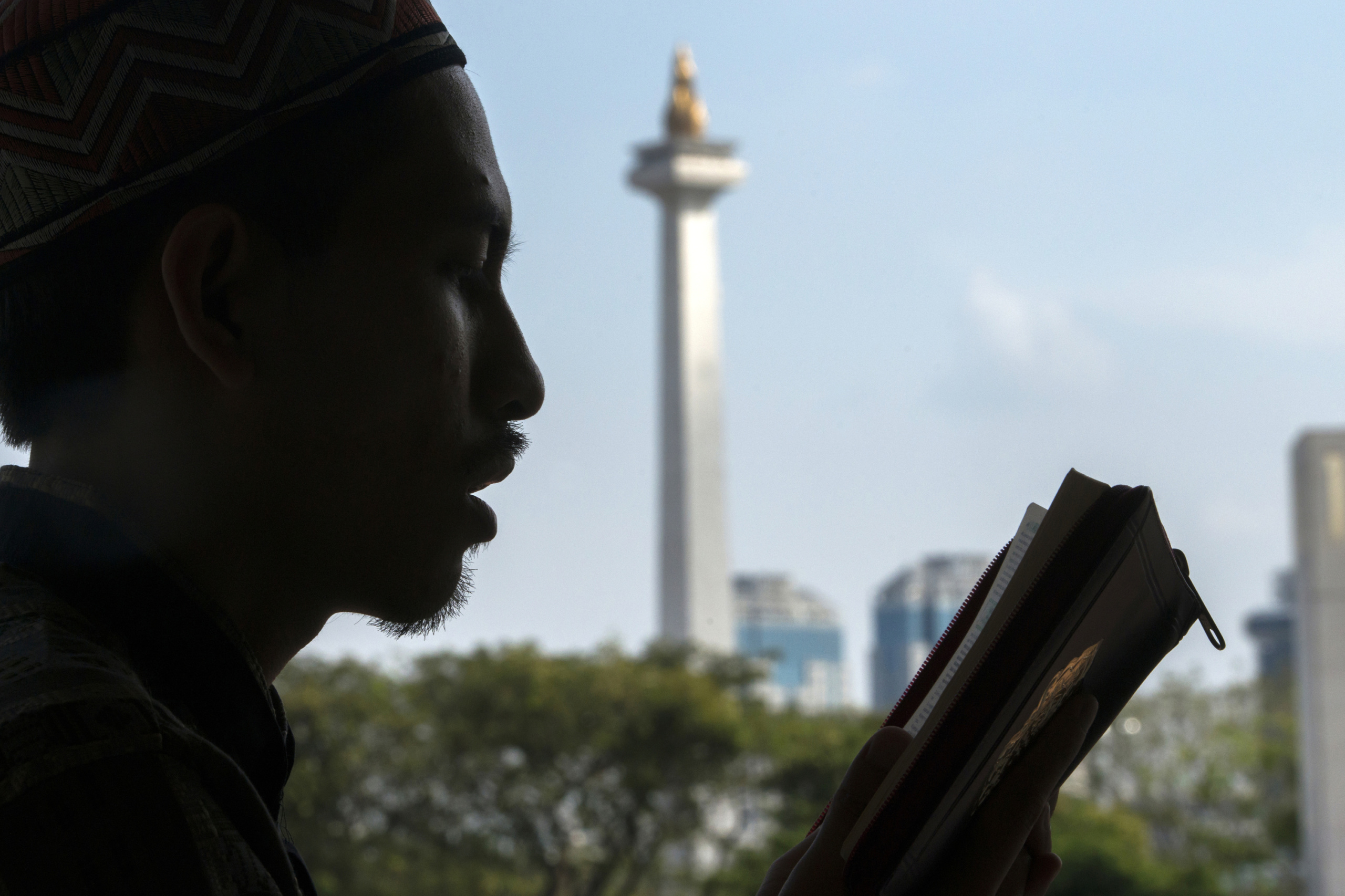 Jakarta, Indonesia.
A man prayers on the day of the holy fasting month of Ramadan at Mosque.